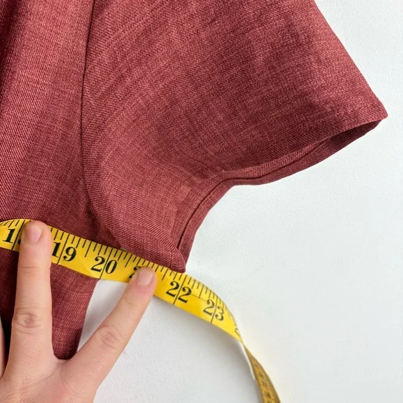 Lulus Women’s Poppy Rust V-Neck Shift Dress Pockets Chic Business Preppy Small - Picture 9 of 11